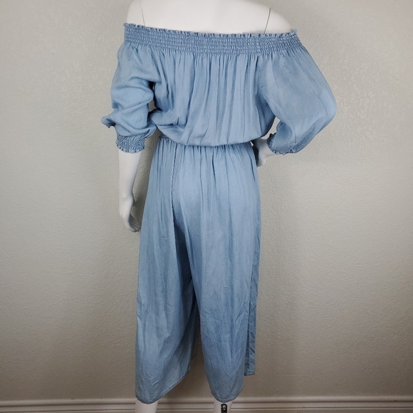 Walter Baker Off Shoulder Blue Denim Womens Jumpsuit Size XL - Picture 5 of 12